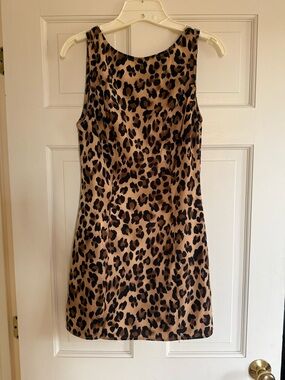 Vici Leopard Print Mini Dress - Tan/Black